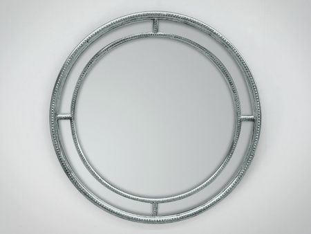 Okrągłe lustro w srebrnej drewnianej ramie Ø90 cm 10184