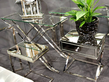 Srebrna szklana konsola 120x40x81 cm GG1038