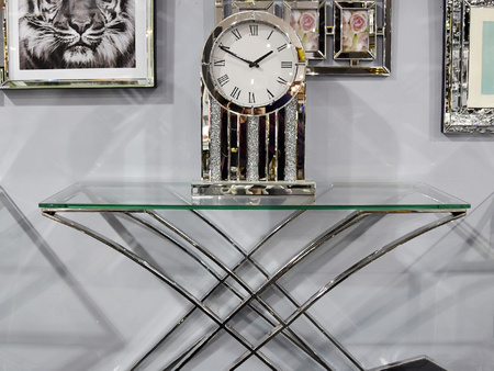 Srebrna szklana konsola 120x40x81 cm GG1038