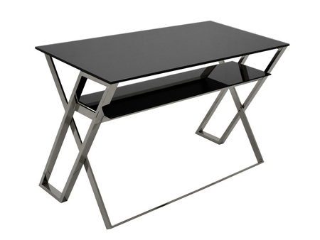 Srebrne eleganckie szklane biurko 119x58x74 cm GG1008