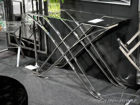 Srebrna szklana konsola 120x40x81 cm GG1038