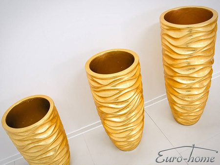 Złota wysoka falowana donica 76x35 cm 2028/3