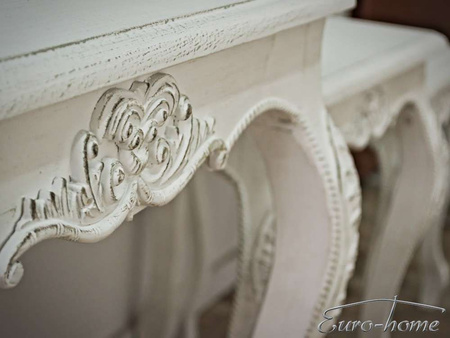 Zestaw 3 białych barokowych stolików M57A