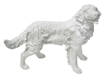 Biała figura psa Golden Retriever 54x44x34 cm A020