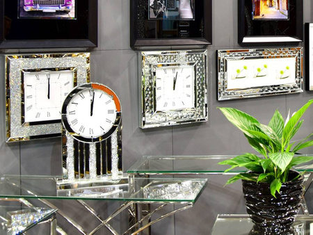 Lustrzany zegar diamenty 50x50 cm 15JS0016