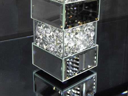 Lustrzany świecznik z kryształkami 10x10x30 cm GD2017