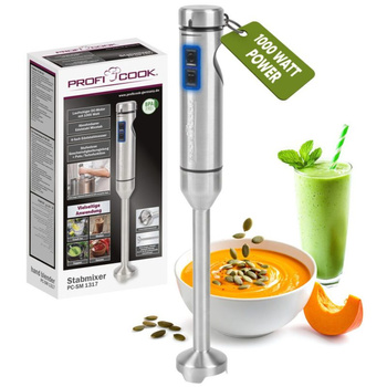 Blender ręczny XXL długa końcówka 27cm stal nierdzewna 1000W PC-SM1317 inox