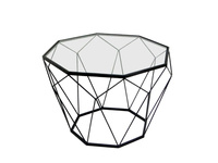 Geometryczny czarny metalowy stolik szklany blat Ø 55 x 38 cm TOYJ19-654