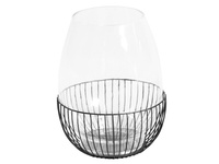 Szklany świecznik w drucianym koszyczku Ø23x30 cm TOYJ19-651