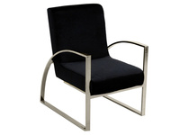 Srebrno-czarny welurowy fotel 86x65x92 cm FC42