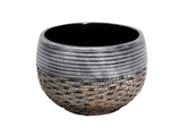 Okrągła doniczka w kolorach brązu i miedzi 19x22x22cm 2011/1